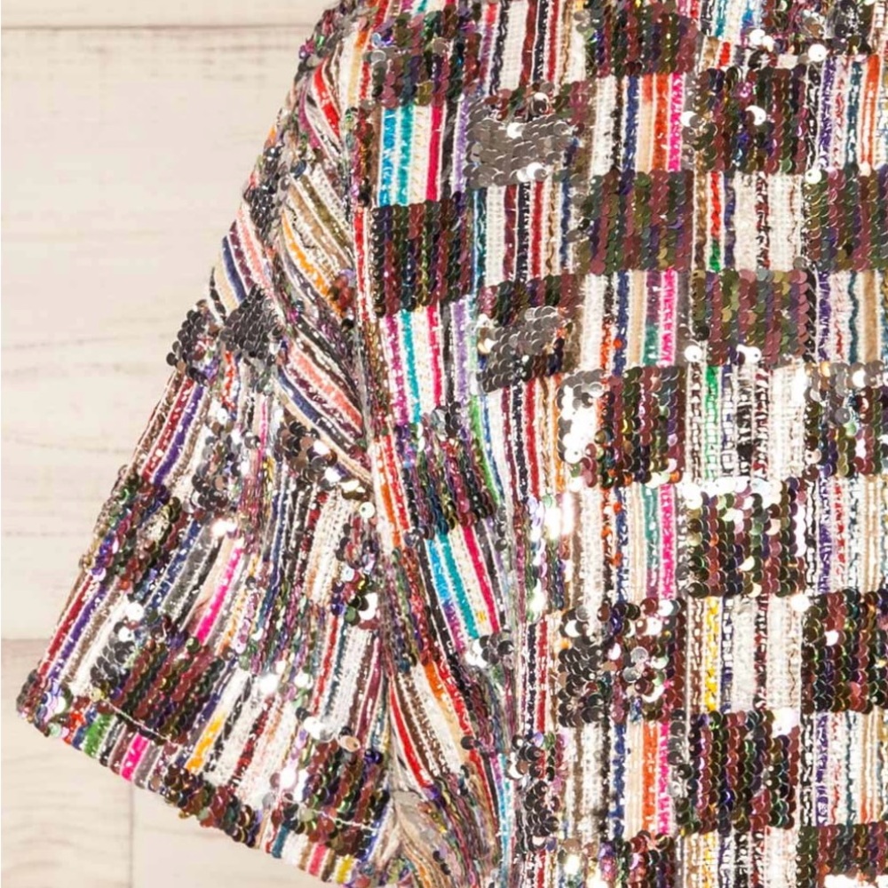 Anna Grace Multicolor Sequin Crop Top - Picture 4 of 12